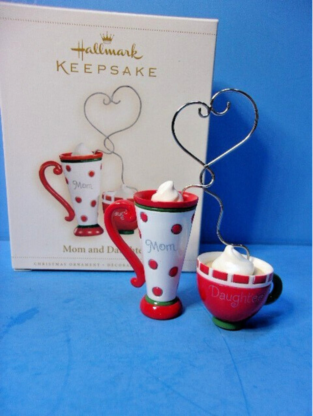 Hallmark MOM and DAUGHTER Keepsake Christmas Ornament Hot Cocoa Cups Coffee IOB